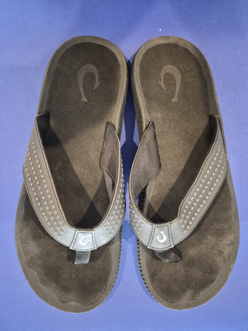 Black Suede-Like Men's Flip Flops Olakai Ulele Size 13